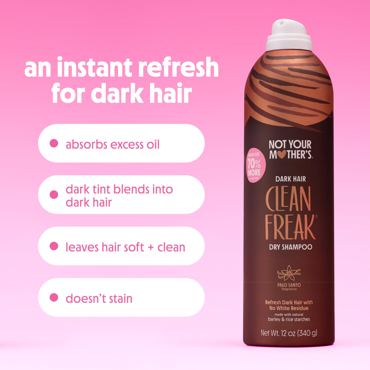 Not Your Mother's aerosol nozzle detail showing precise spray control benefit