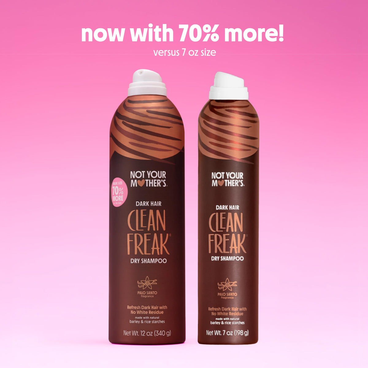 Not Your Mother's before and after dark hair showing reduced grease benefit