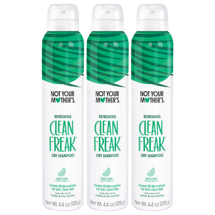 Not Your Mother's front packaging showing three Clean Freak cans and benefits