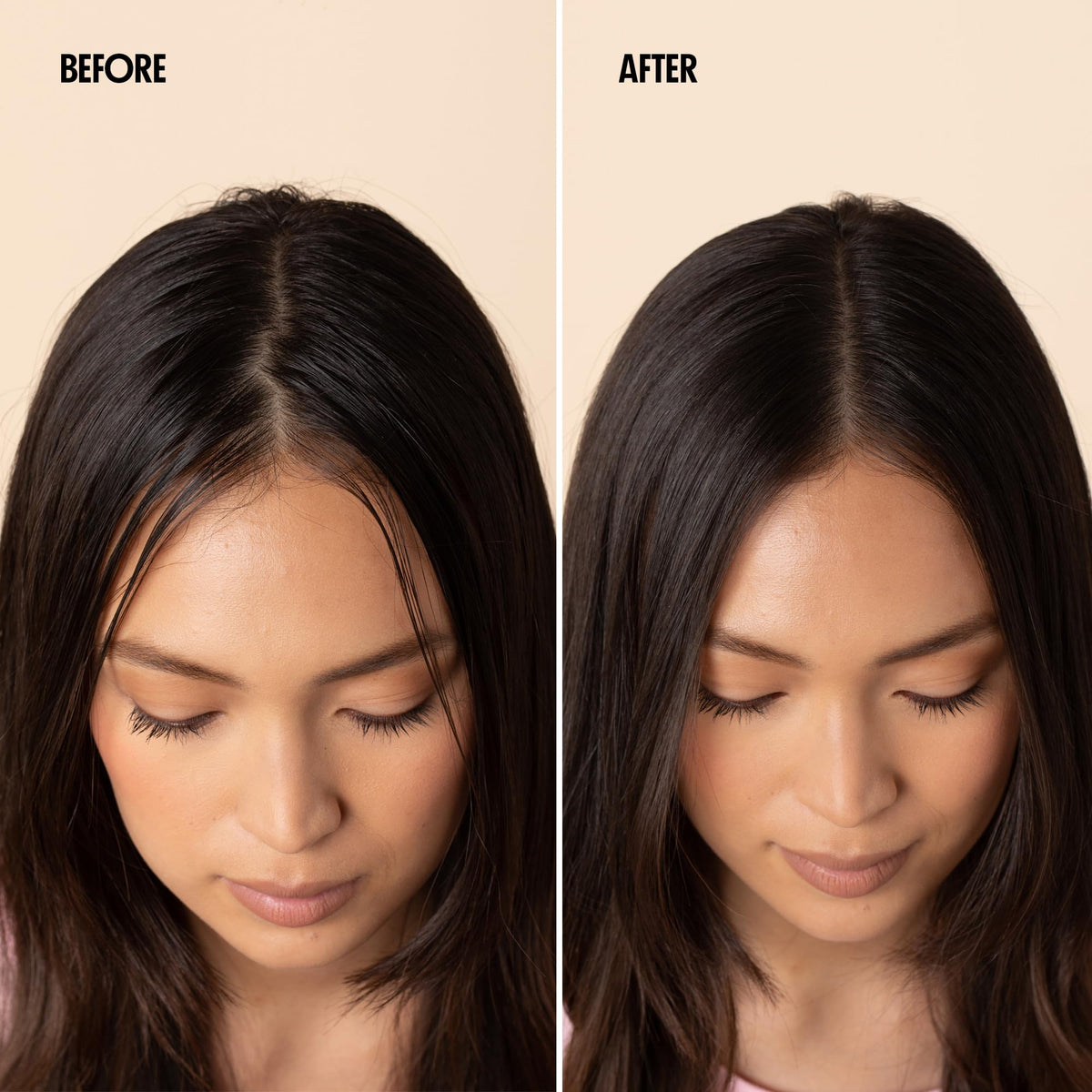 Not Your Mother's before and after hair showing reduced oil and volume