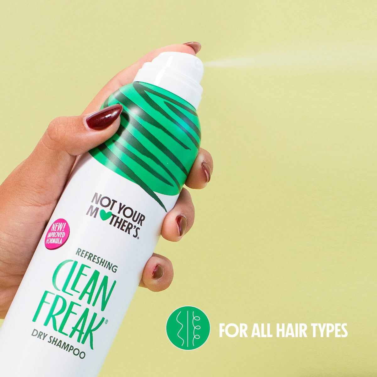 Not Your Mother's side label with ingredients and clean-hair claims for clarity