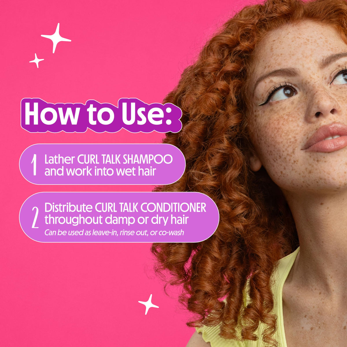 Not Your Mother's visible before-and-after curls illustrating improved definition and reduced frizz