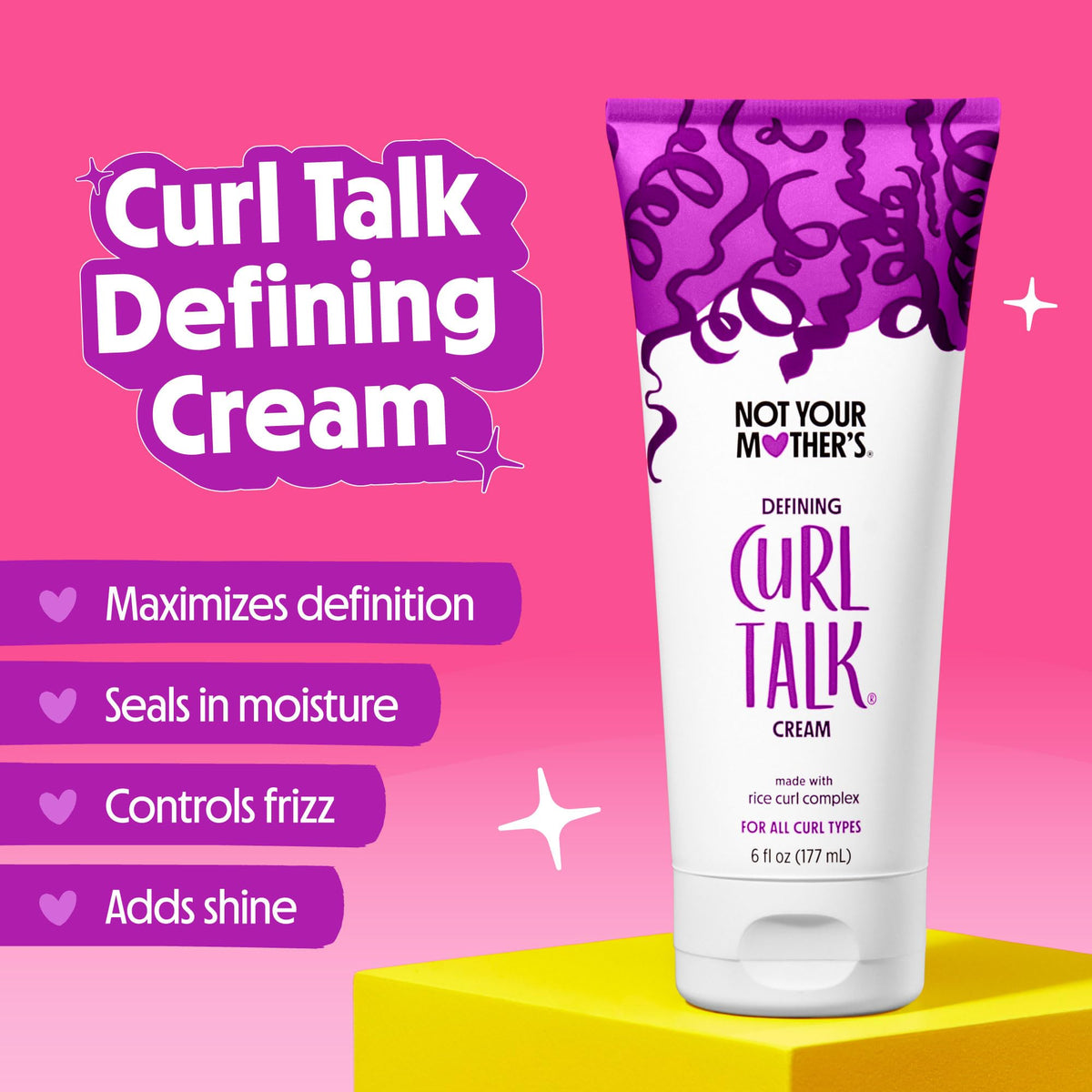 Not Your Mother's defining cream tube label detail highlighting Rice Curl Complex
