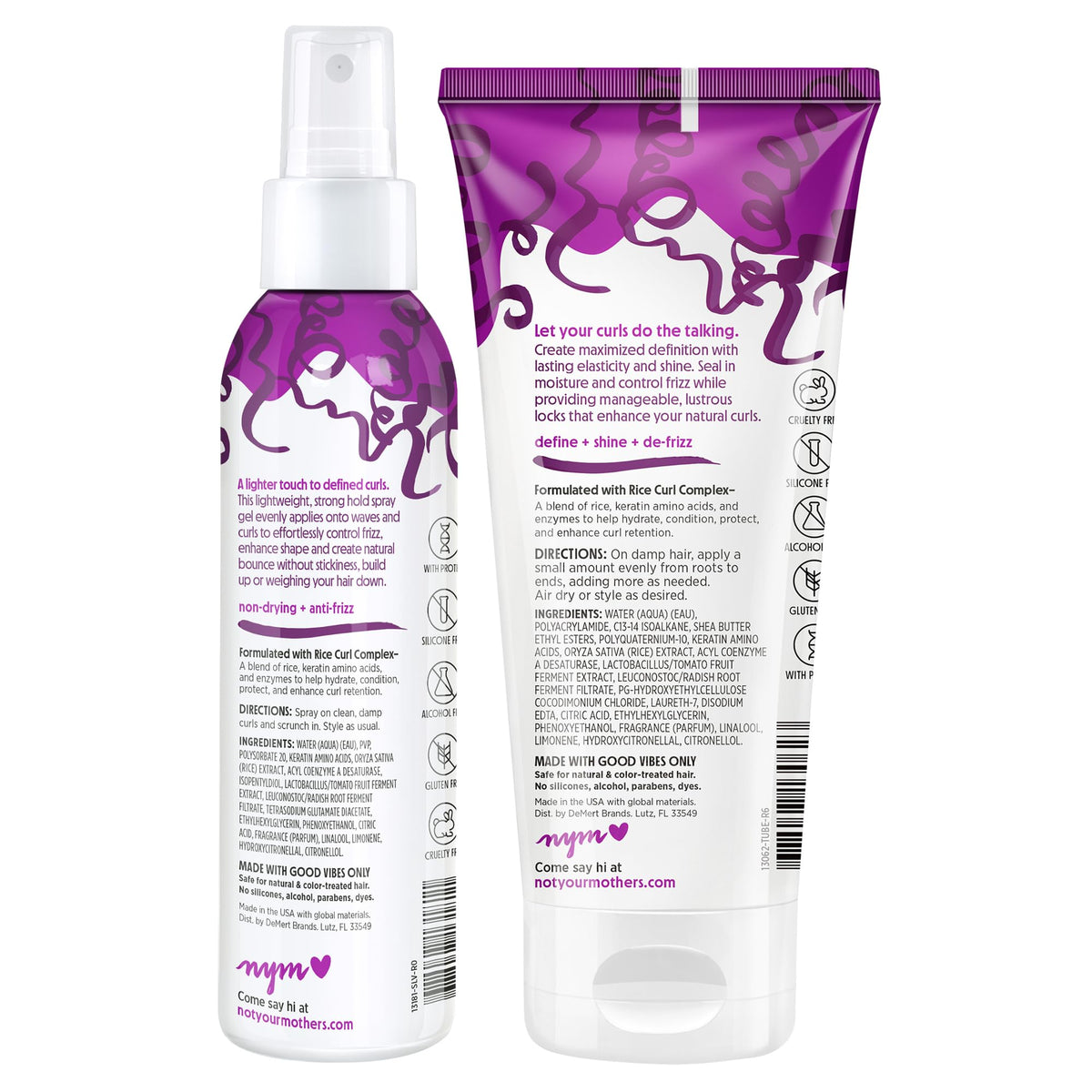 Not Your Mother's rice curl complex ingredients visual emphasizing hydration benefits