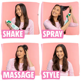 Not Your Mother's spray action onto roots demonstrating fast oil absorption