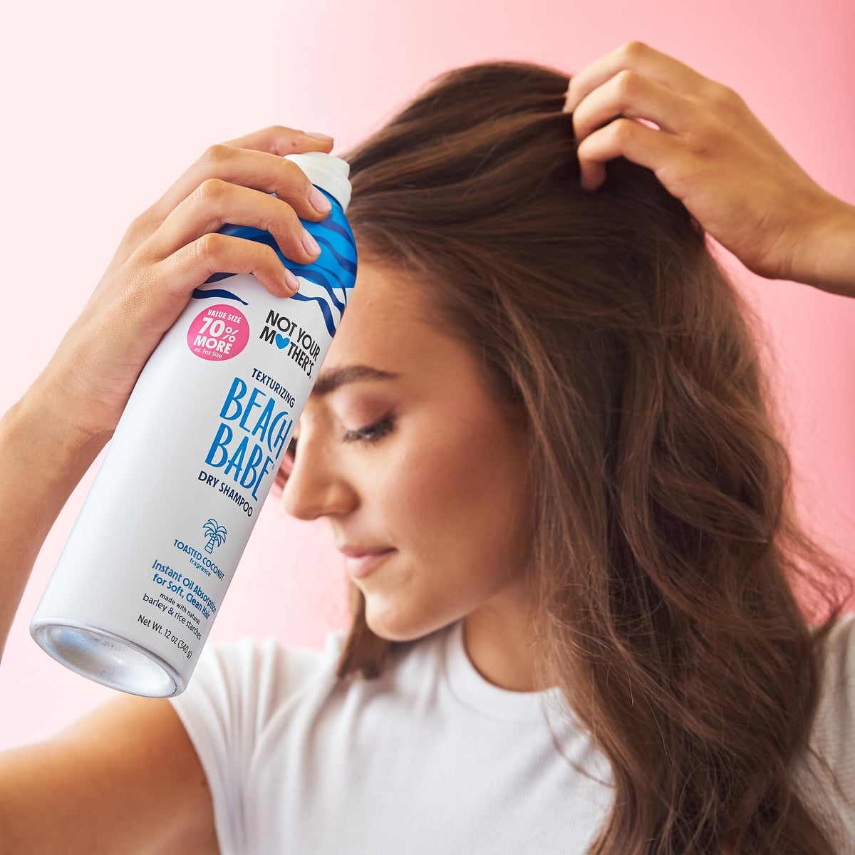 Not Your Mother's toasted coconut fragrance label close-up highlighting scent benefit