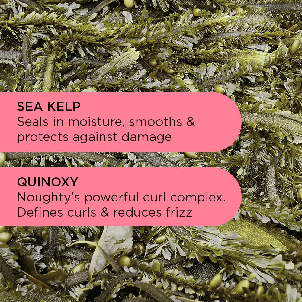 Noughty being applied to damp curls demonstrating definition and reduced frizz