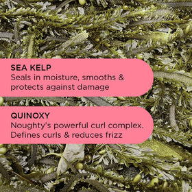 Noughty being applied to damp curls demonstrating definition and reduced frizz
