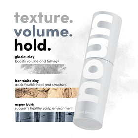 NOUN powder in hand ready to apply for instant volume benefit