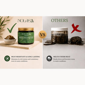 NOUREAA applied on warm wet skin ready for rinse benefit: preps skin for exfoliation