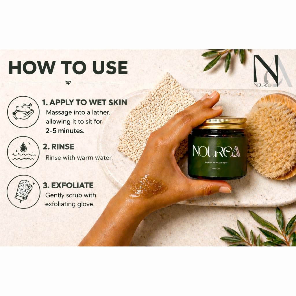 NOUREAA jar open with wooden spoon showing concentrated paste benefit: controlled use
