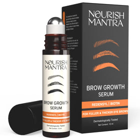 NOURISH MANTRA front bottle view showing sleek design and brow-enhancing formula