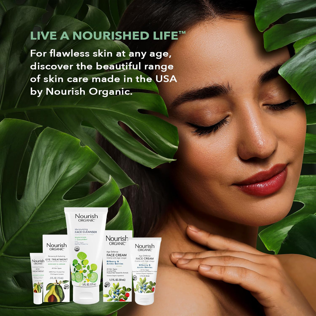 Nourish Organic product in bathroom lifestyle setting promoting calm