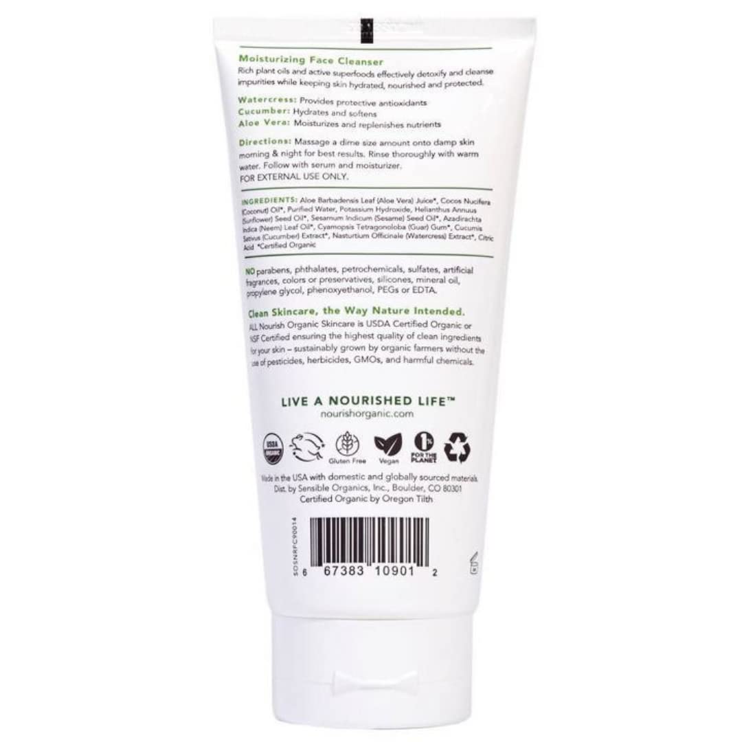 Nourish Organic cleanser texture close-up highlighting creamy foam