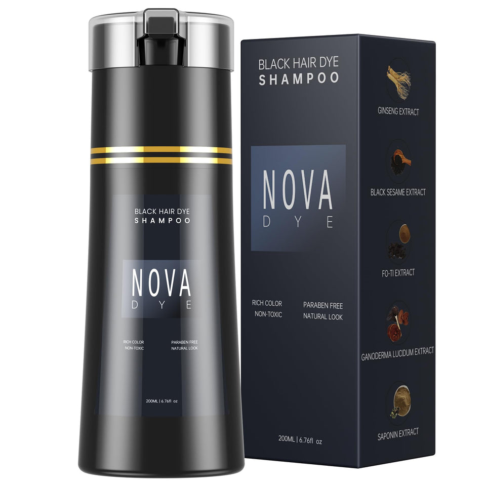 NOVA DYE front packaging showing bottle and benefits