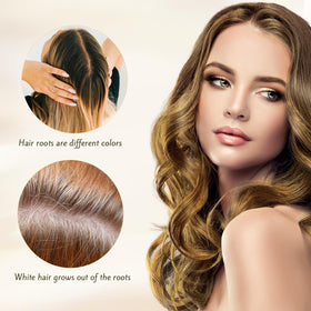 Nova Hair before and after hair result showing reduced gray and natural black