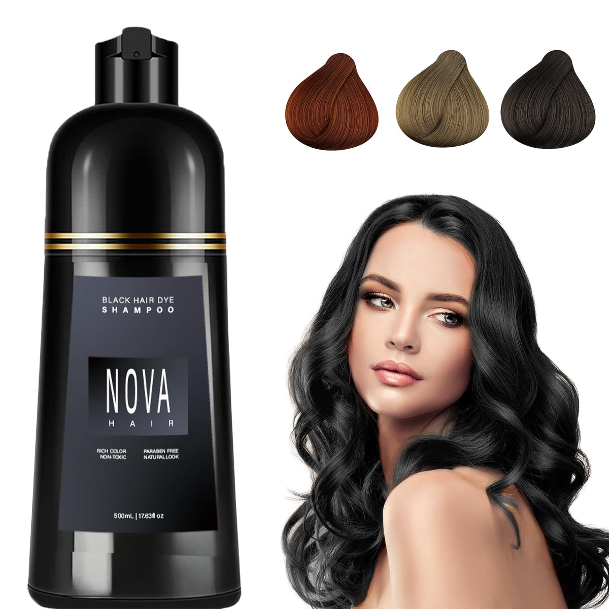 Nova Hair front packaging 500ml showing bottle and label benefits