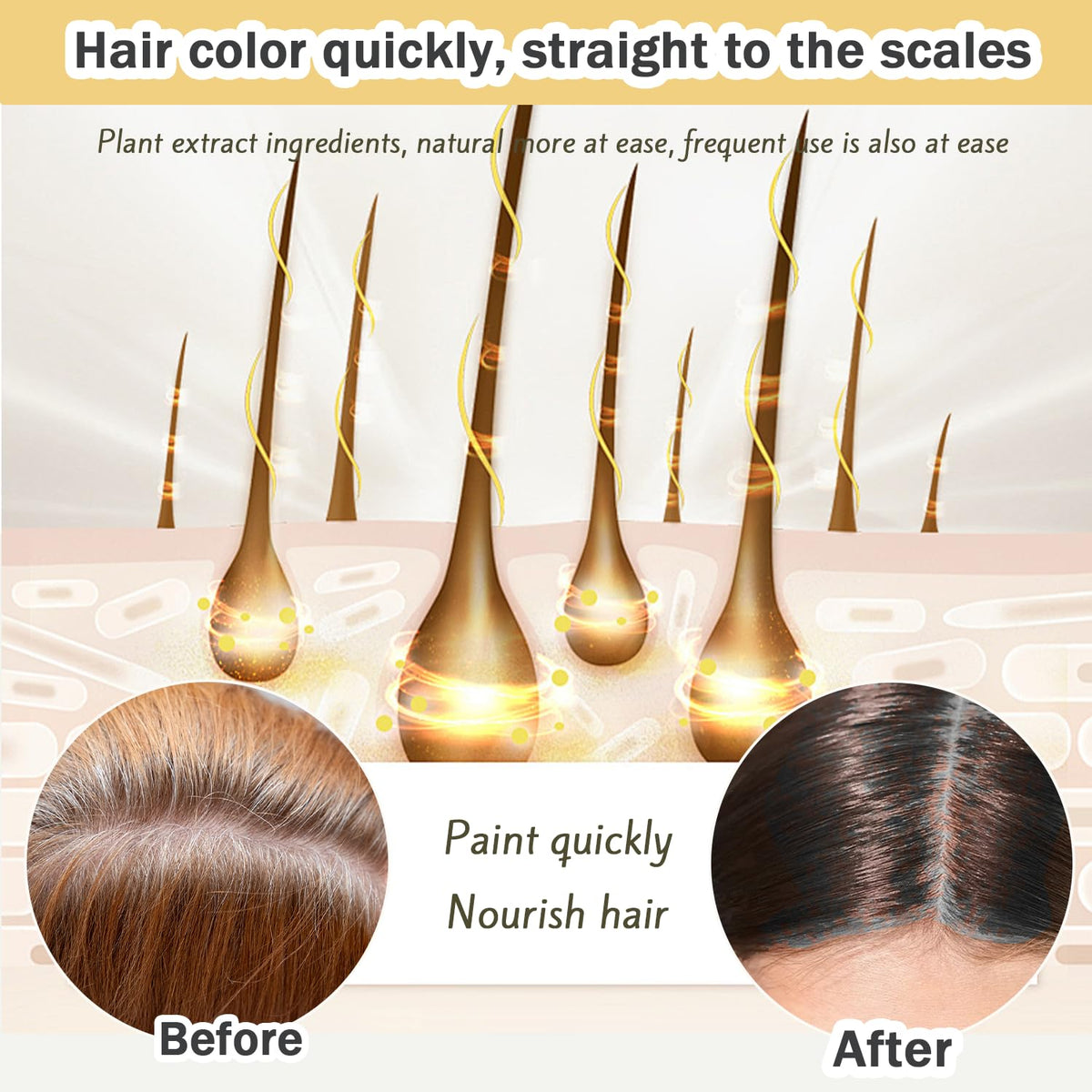 Nova Hair label closeup highlighting botanical ingredients and safety