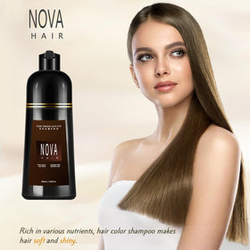 Nova Hair pouring texture close-up illustrating creamy shampoo consistency