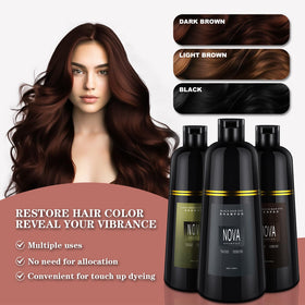 NOVA SHAMPOO application with gloved hands showing easy at-home use