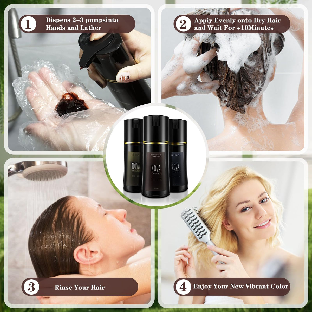 NOVA SHAMPOO before and after single hair strand showing visible coverage