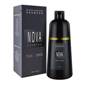 NOVA SHAMPOO front bottle showing black 500ml and branding for instant coverage