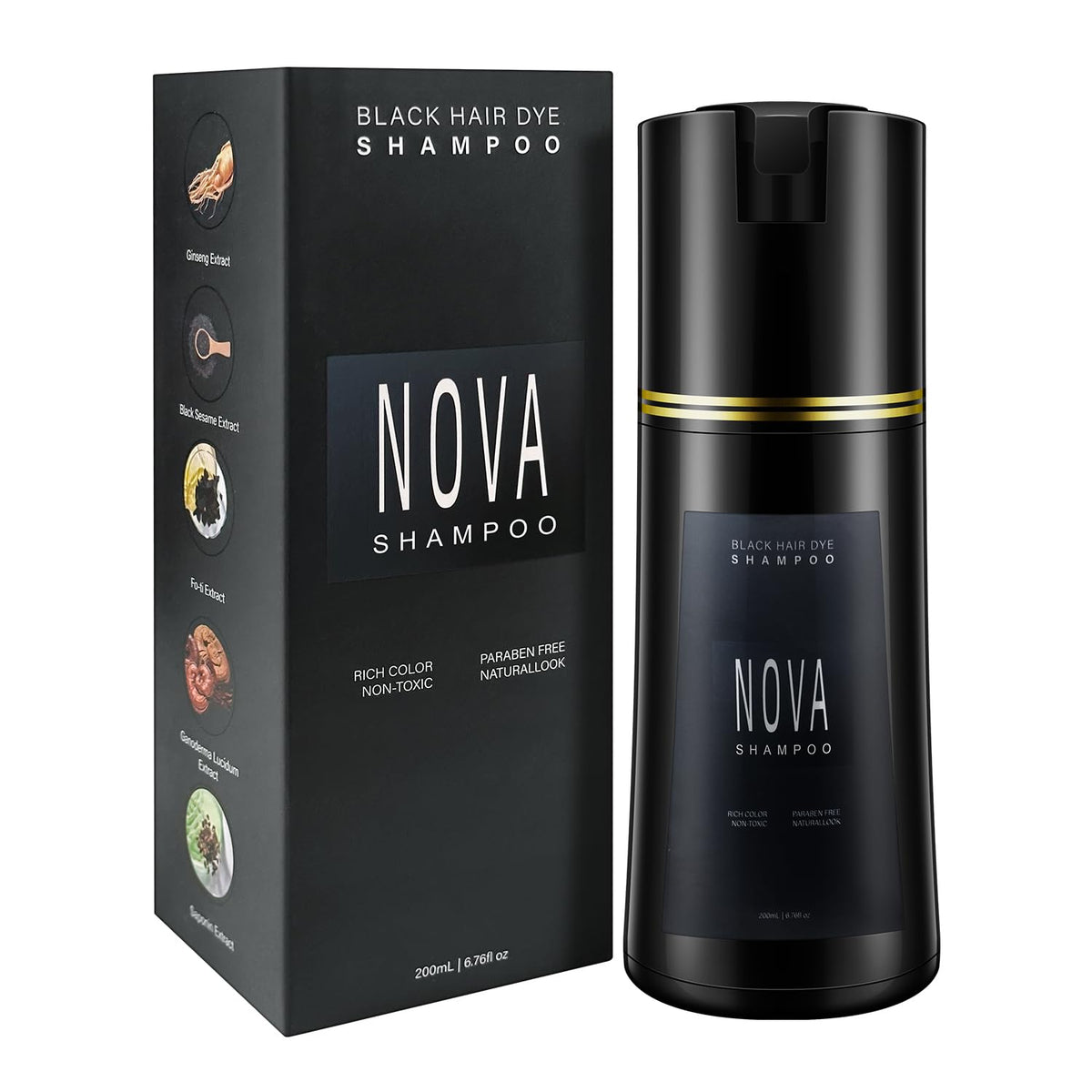 NOVA SHAMPOO front packaging showing product and color benefits