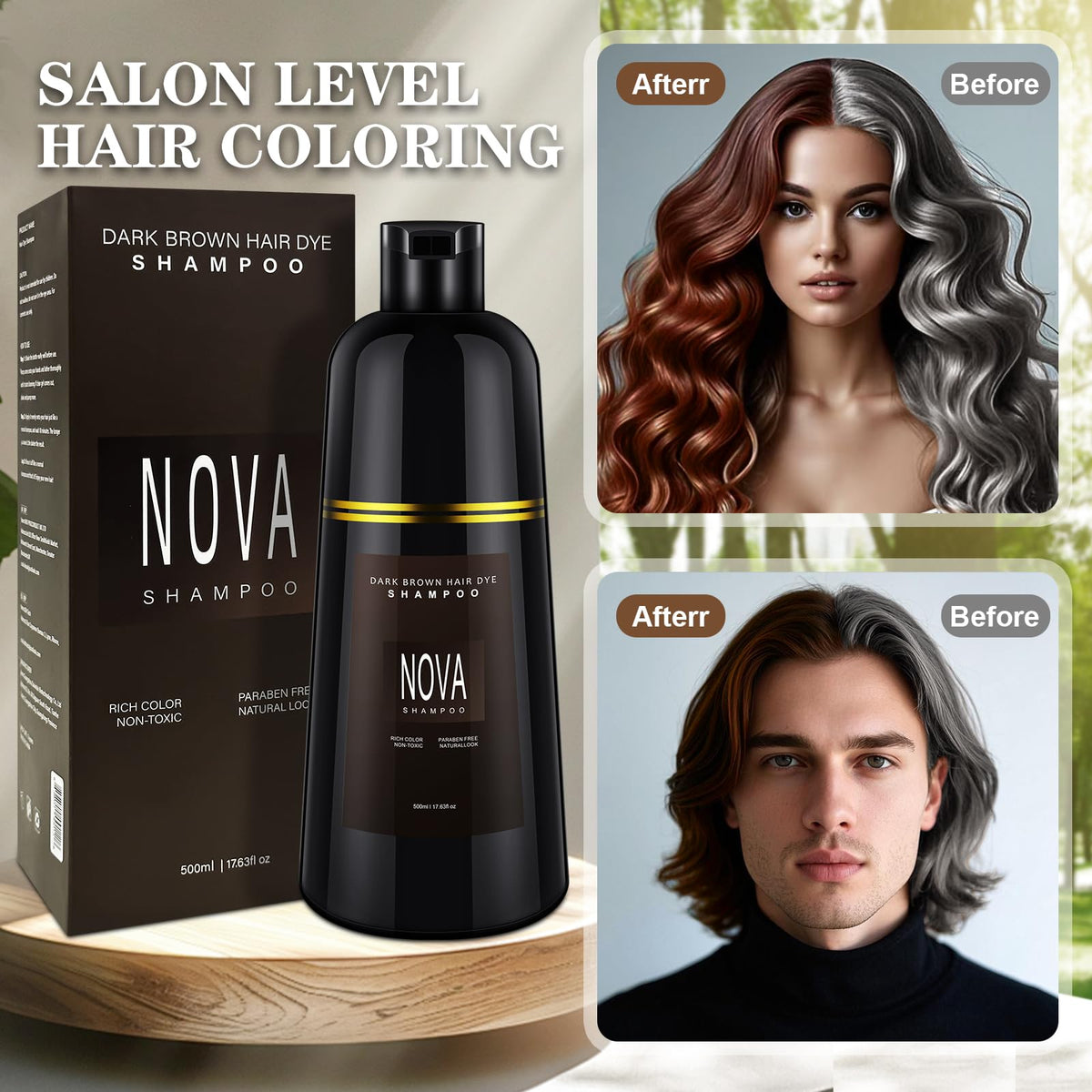 NOVA SHAMPOO label closeup highlighting ingredients and usage instructions