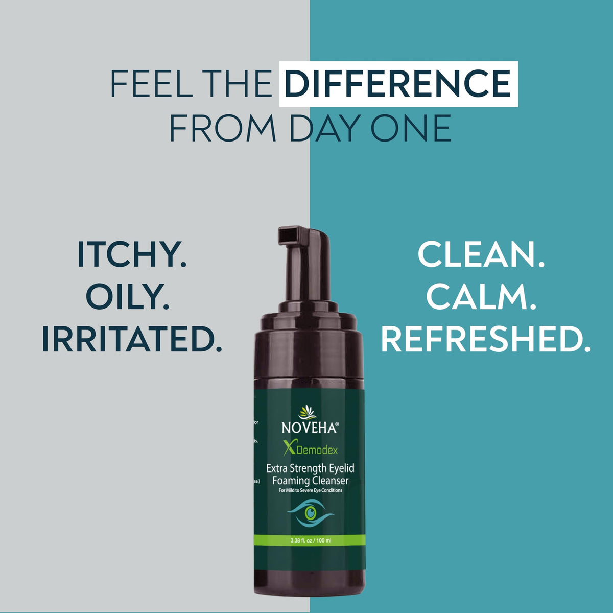 NOVEHA bottle in hand to show 100ml size and travel-friendly convenience