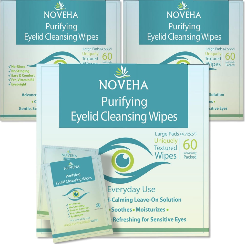 NOVEHA front packaging showing 180 wipes and brand clarity benefit