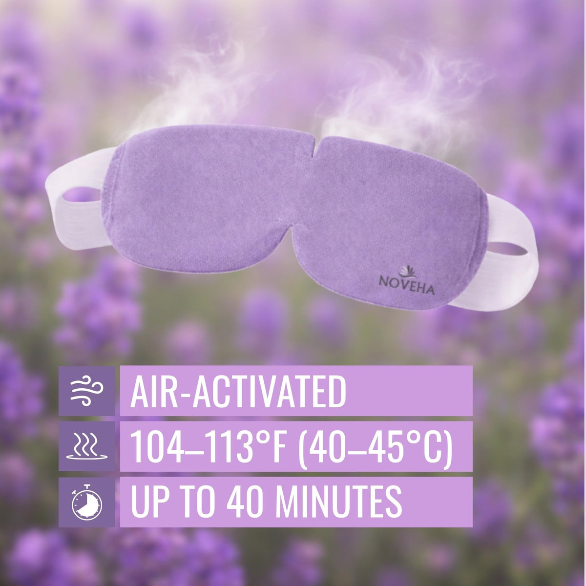 NOVEHA mask worn by user demonstrating relaxation during travel