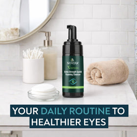 NOVEHA rinse-off demonstration with water splash illustrating quick removal