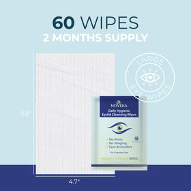 NOVEHA wipe next to a hand for scale showing compact travel-ready size