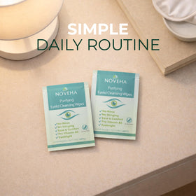 NOVEHA wipe beside fingers illustrating real size and easy handling