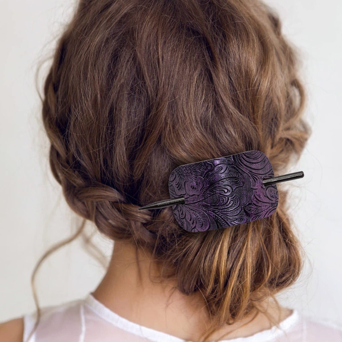 Noverlife barrette in use securing a ponytail for quick tidy hairstyle benefit