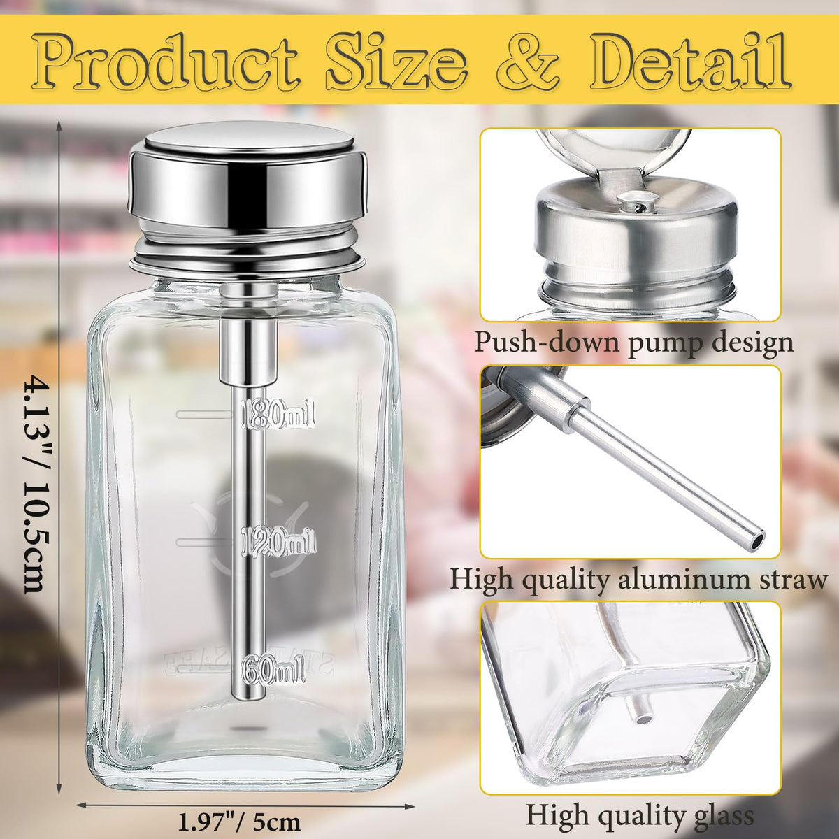 Noverlife metal pump top closeup demonstrating durable mechanism and precise dosing