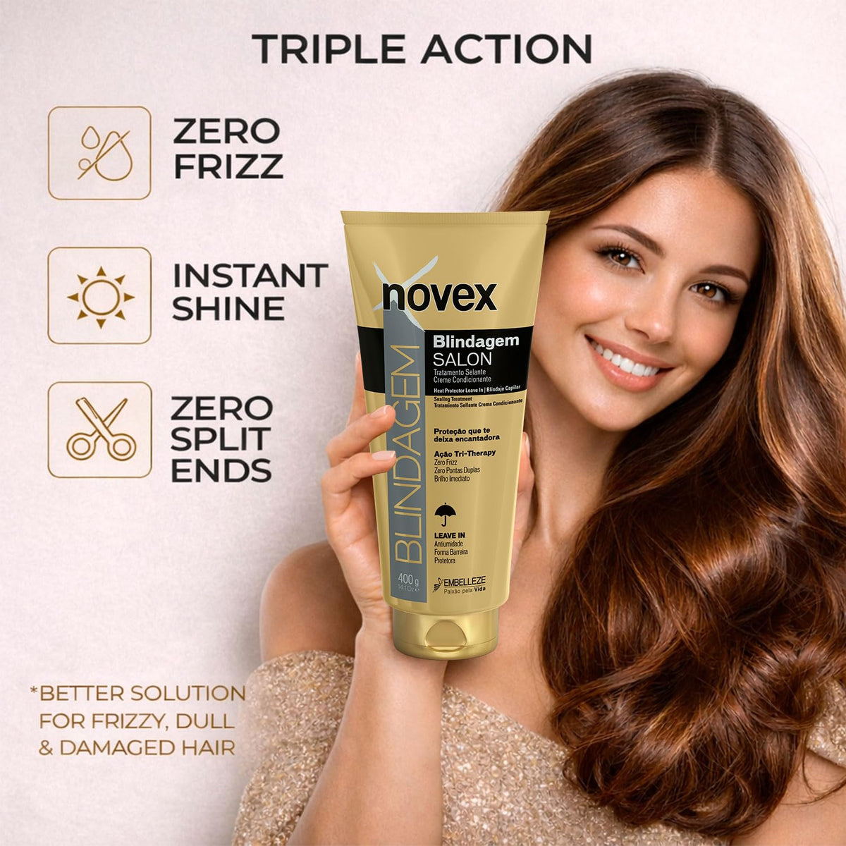 NOVEX cream texture swatch on white surface showing lightweight, non-greasy formula