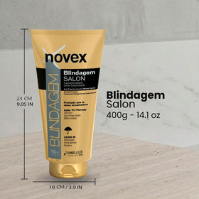 NOVEX ingredient label closeup highlighting keratin and amino acid complex benefits