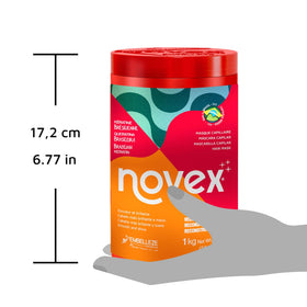 NOVEX mask being applied in shower to hair, demonstrating protective styling benefit