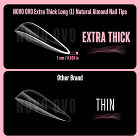 NOVO OVO close-up of thin cuticle edge detail, easier no-filing application benefit
