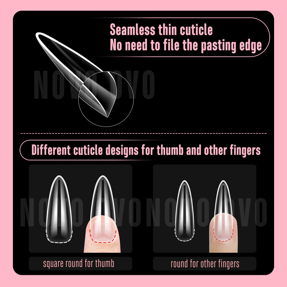 NOVO OVO tips held in hand for scale, demonstrates L length and real-size clarity