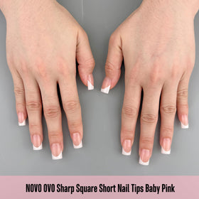 NOVO OVO application setup with glue and builder gel showing fast 15-minute manicure