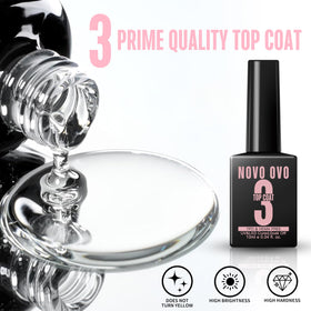 NOVO OVO black bottle top coat cap showing no-wipe glossy finish