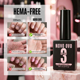 NOVO OVO clear French tips bonded with gel showing secure hold