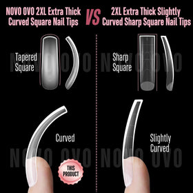 NOVO OVO clear tip pre-etched surface visible for superior glue and gel adhesion