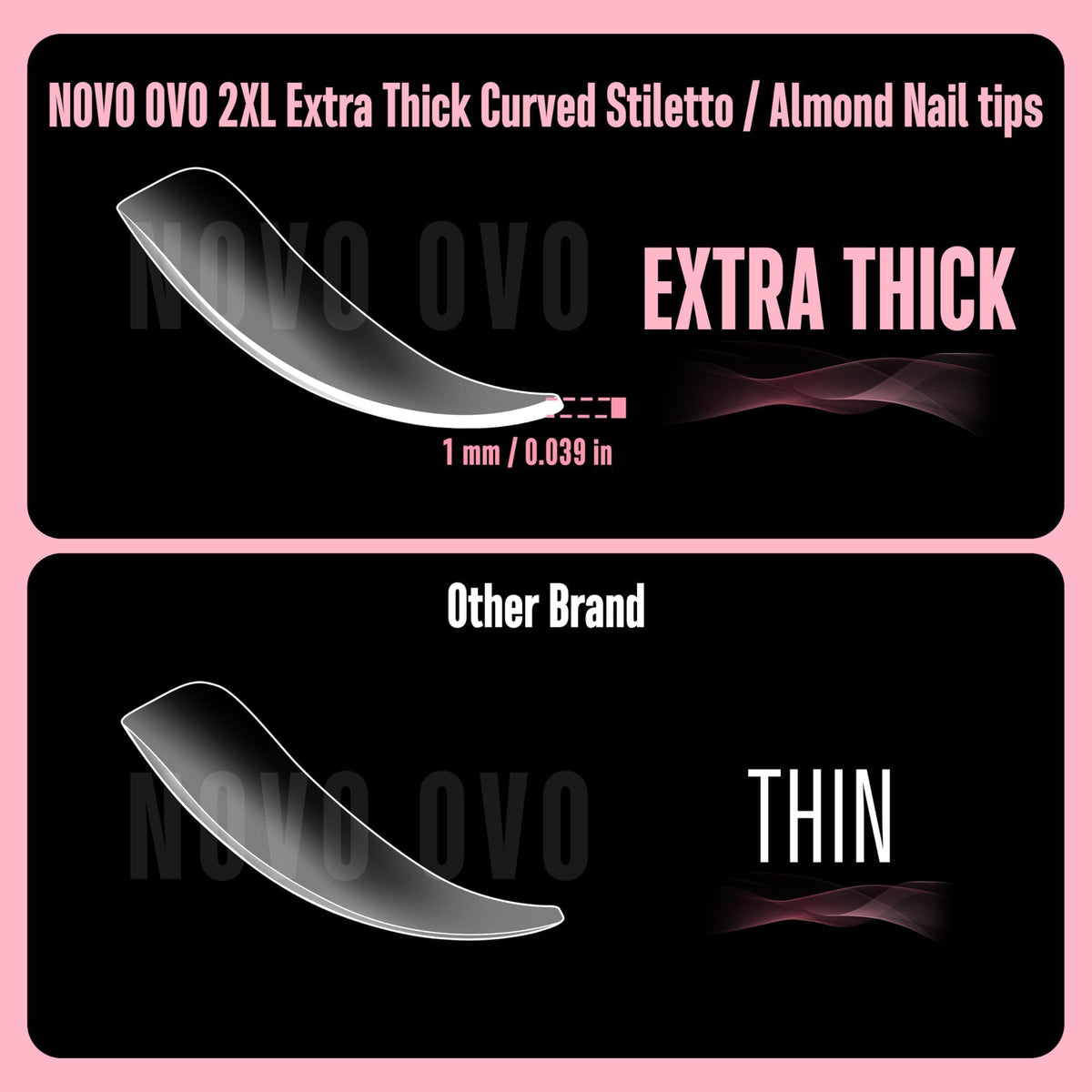 NOVO OVO close-up of hawk curve and thick free edge for strength benefit