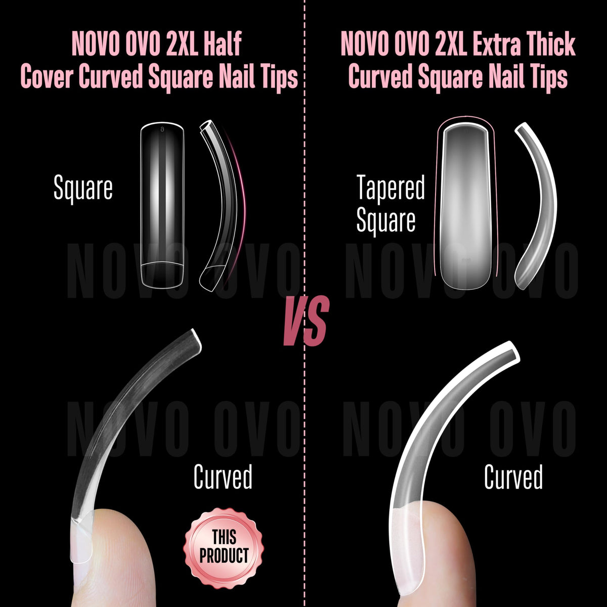 NOVO OVO close-up of curved tip profile illustrating strong natural arch benefit