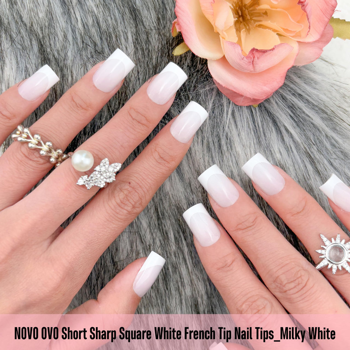 NOVO OVO close-up of milky-white French smile line delivering a crisp salon look