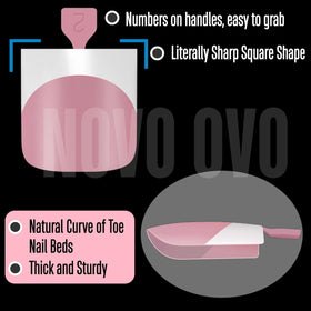 NOVO OVO close-up of sharp square tip showing clean edge for crisp French tips