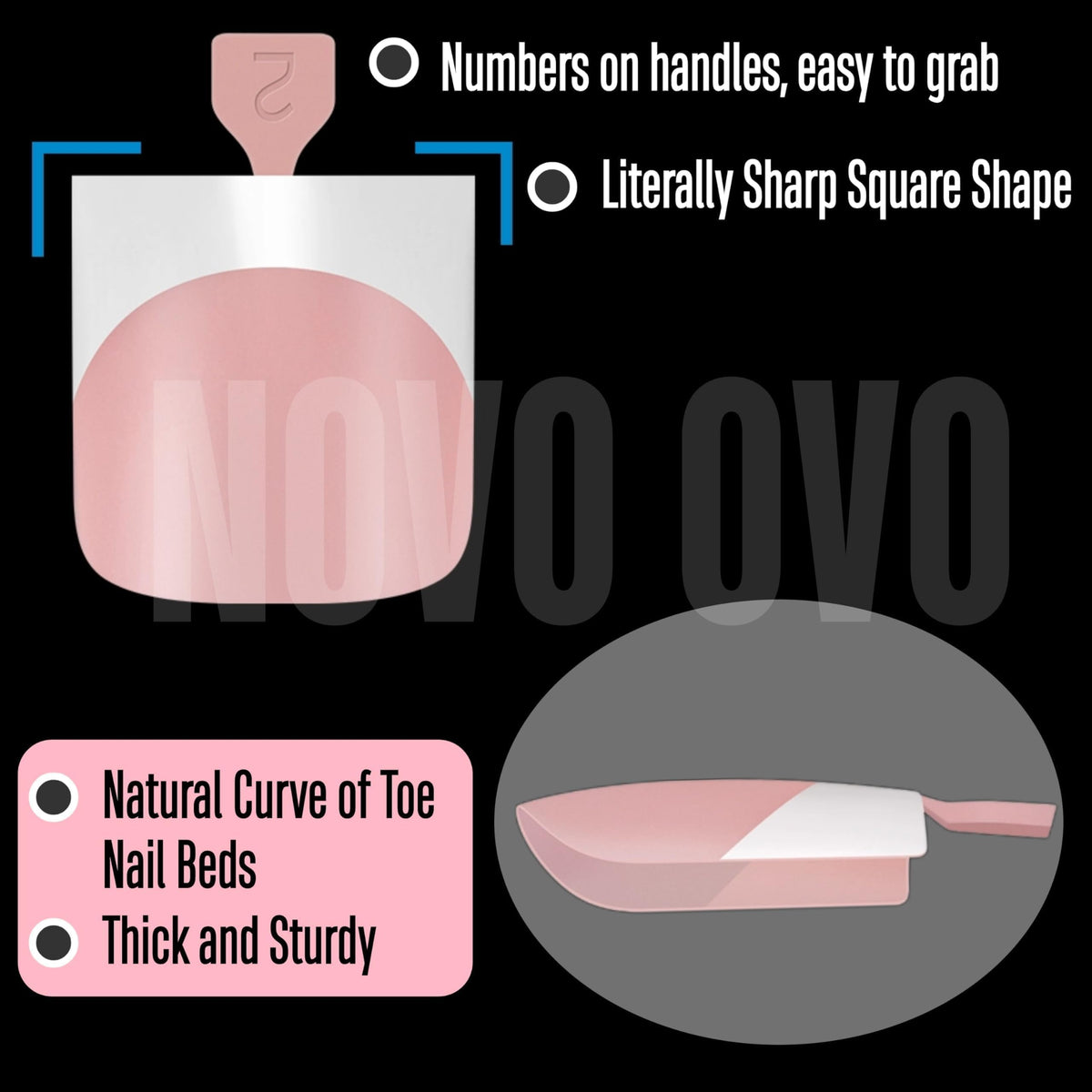 NOVO OVO close-up of matte surface allowing easy nail art and adhesion